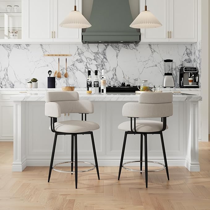 Swivel Bar Stools Set of 2, Counter Height Bar Stools by Unknown