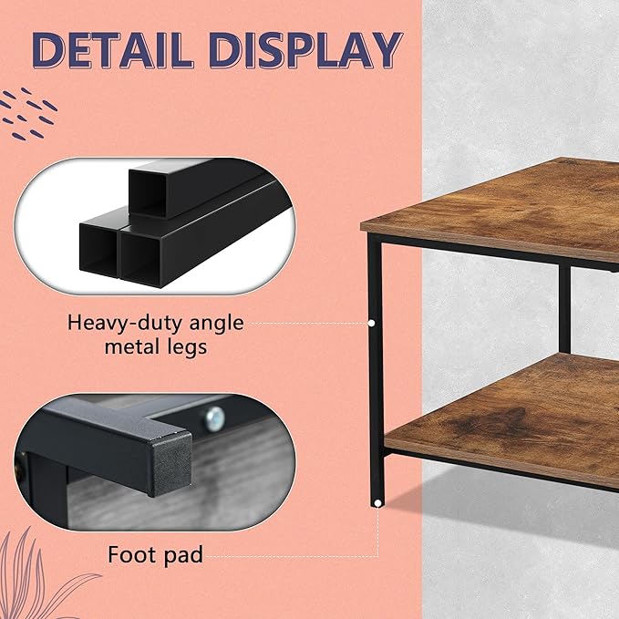 SENIG 2-Tier Coffee Table with Storage Shelf - Image 6