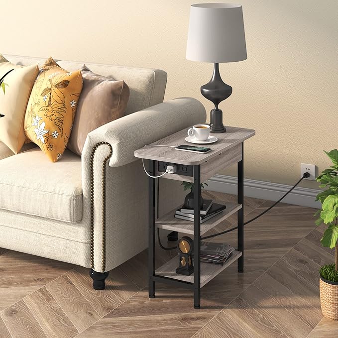 LIDYUK End Table with Charging Station, Nightstands Set of 2 - Image 2
