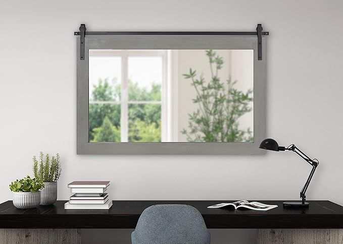Kate and Laurel Cates Farmhouse Horizontal Wood Framed Wall Mirror, 40 x 26 - Image 2