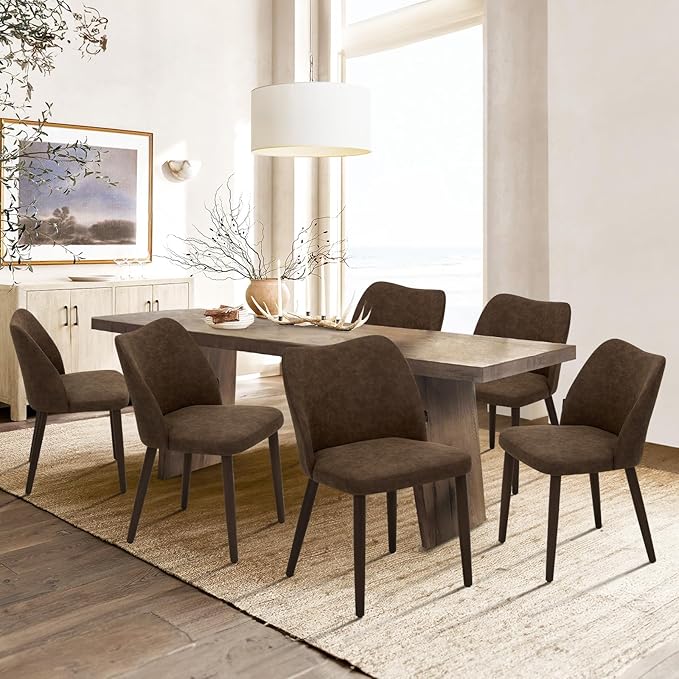 COLAMY Upholstered Dining Chairs Set of 6, Modern PU Leather Dining Room by COLAMYINC