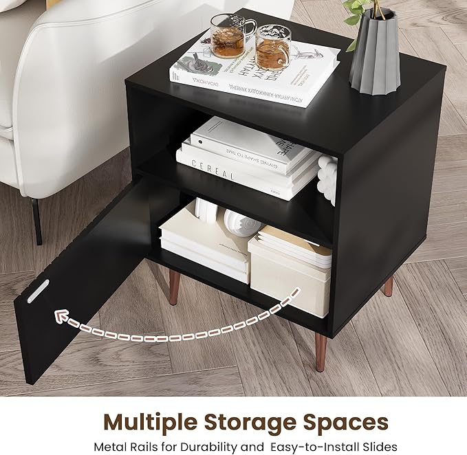 Black Night Stand Set 2, Modern Bedside Table - Image 4