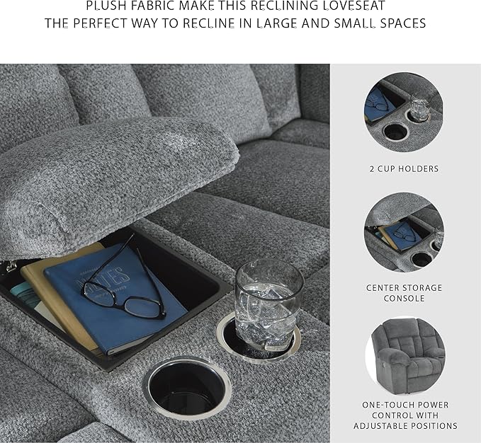 Signature Design by Ashley Tip-Off Modern Wall Hugger Power Reclining Loveseat - Image 5