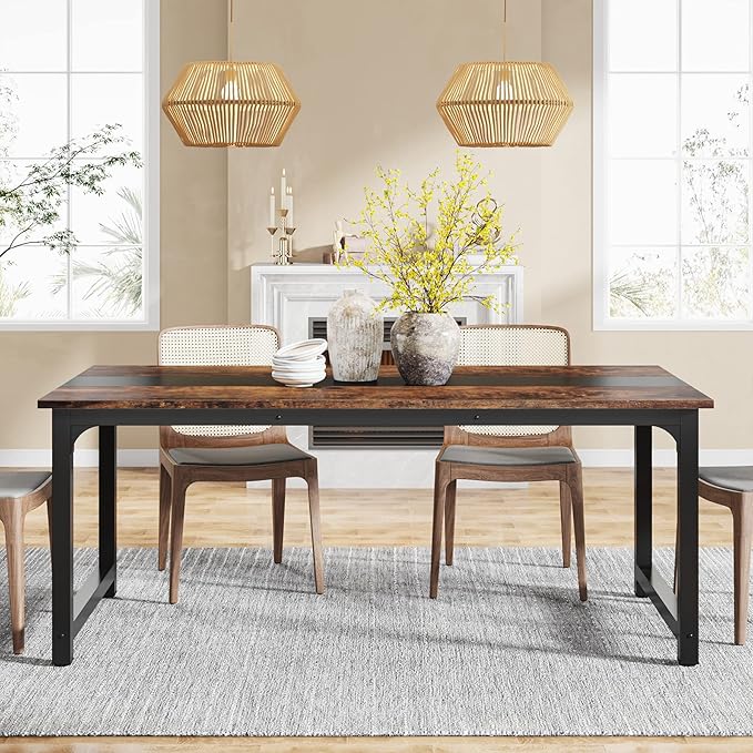 LITTLE TREE 70.9 Inch Large Dining Table Rectangular Kitchen Furniture - Image 2