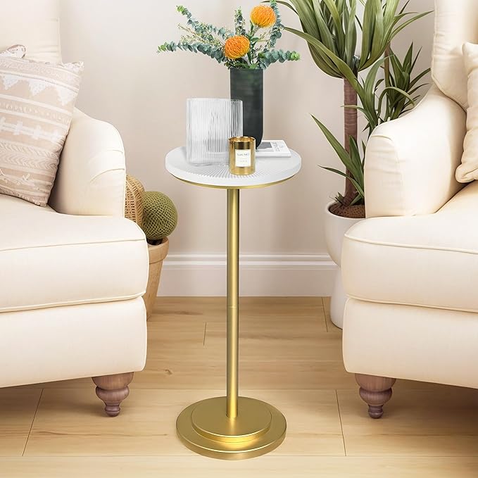 Drink Table Set of 2, Small Round Pedestal Side Table - Image 3