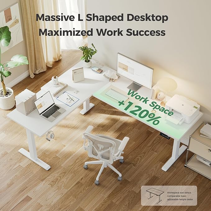 Agilestic 75 Inch L Shaped Standing Desk Adjustable Height, Corner Standing Desk - Image 4