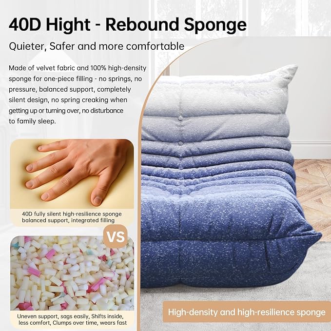 Bean Bag Chairs for Adults, BeanBag Reading Chair Memory Foam Couch, Floor - Image 3