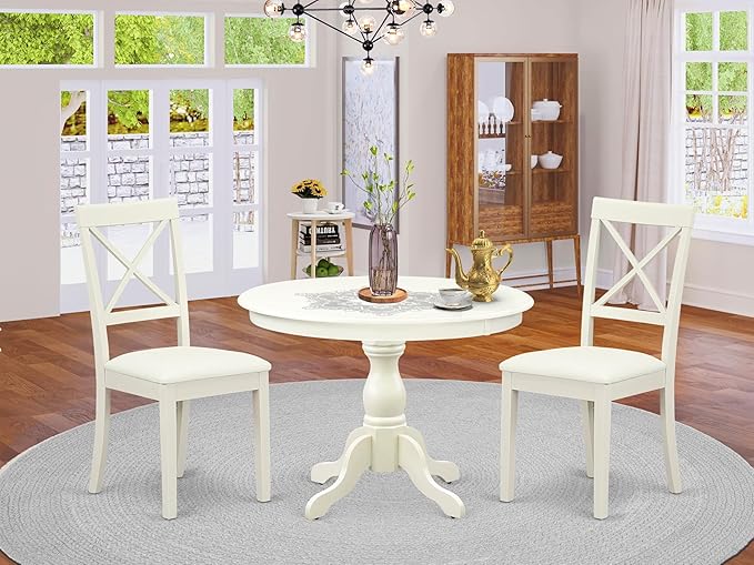 East West Furniture HBBO3-LWH-C 3 Piece Modern Dining Table Set Contains a - Image 2
