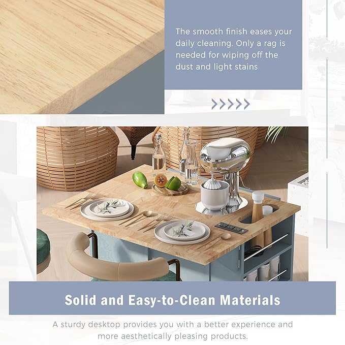 Merax Rubber Wood Kitchen Island - Image 5
