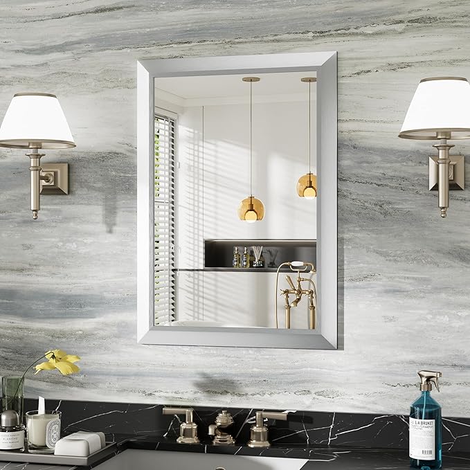 22x30 Inch Silver Bathroom Mirror by Briivuemodernmirrors