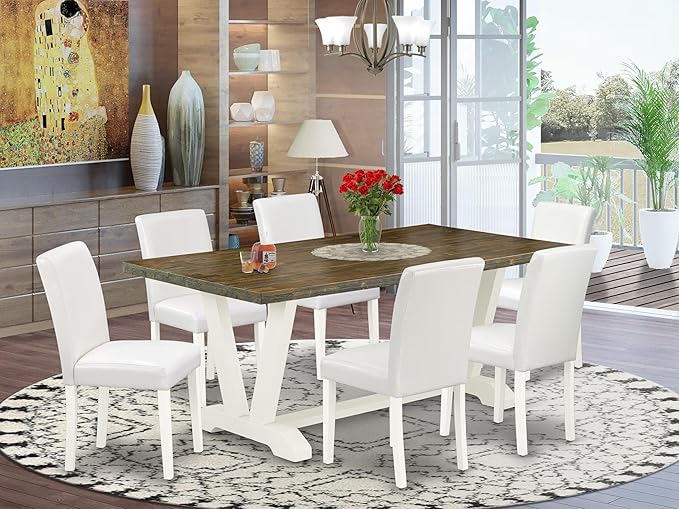 East West Furniture V077AB264-7 7 Piece Kitchen Table Set Consist of a - Image 2