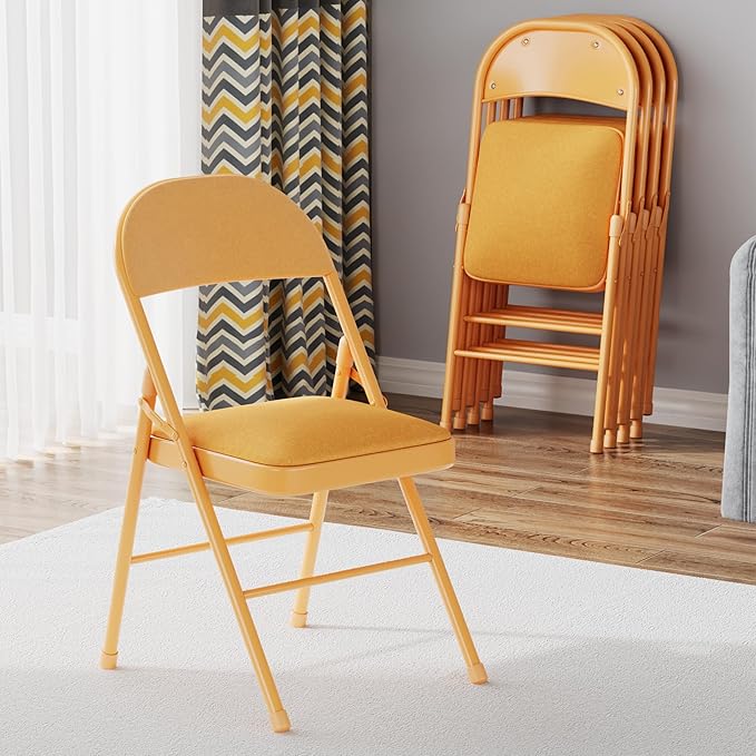 VECELO 4-Pack Folding Chairs Portable Metal - Image 2