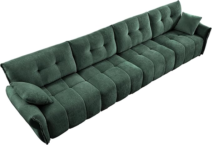 Modern Chenille Fabric 4-Seat Sofa w/ 2 Pillows, Premium Upholstery Living Room - Image 6