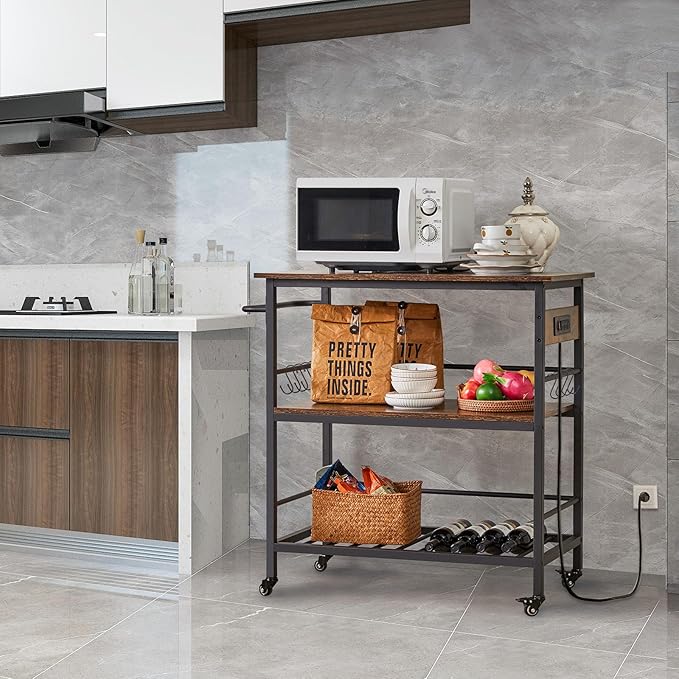 IBUYKE Kitchen Island with 3 Shelves, Island Table - Image 5