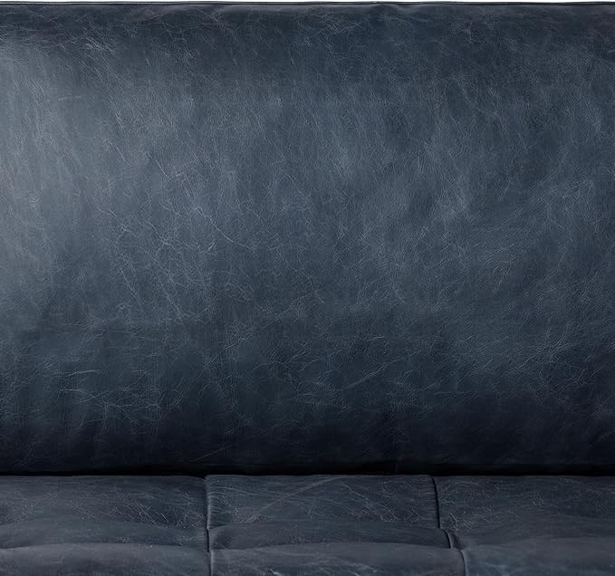 POLY & BARK Napa 82" Leather Pull-Out Convertible Sleeper Sofa in Midnight Blue - Image 9