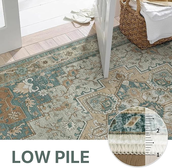 GENIMO 8x10 Area Rugs for Living Room, Machine Washable Non Slip Vintage Rugs - Image 5