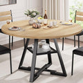 47'' Round Dining Table for 4, Kitchen Dining Room Circle Dinner Pedestal Table by JOCOEVOL