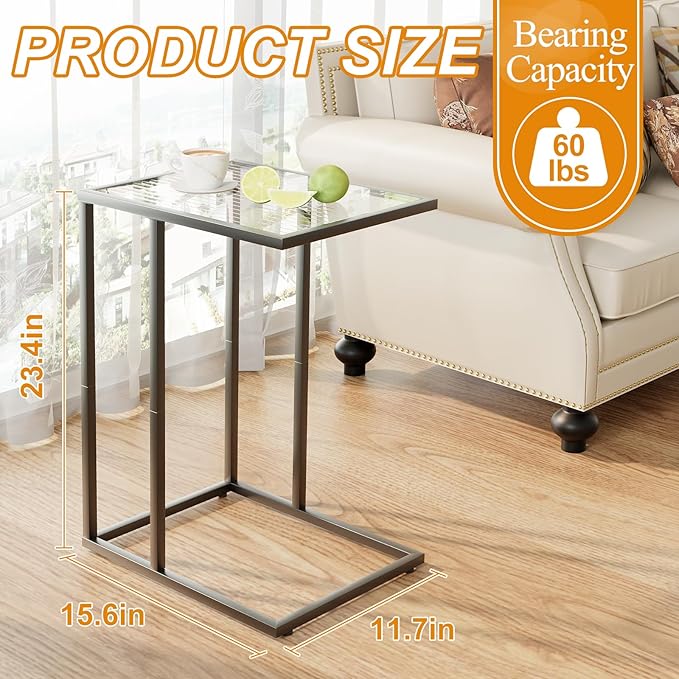 C Shaped End Table, Glass Couch Side Tables - Image 3