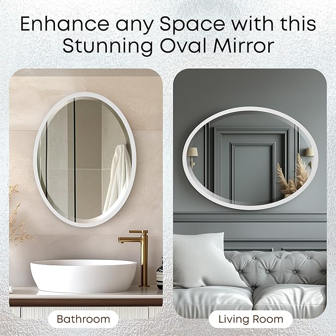 OVALCREST - Oval Wooden Beveled Wall Mirror - Image 7