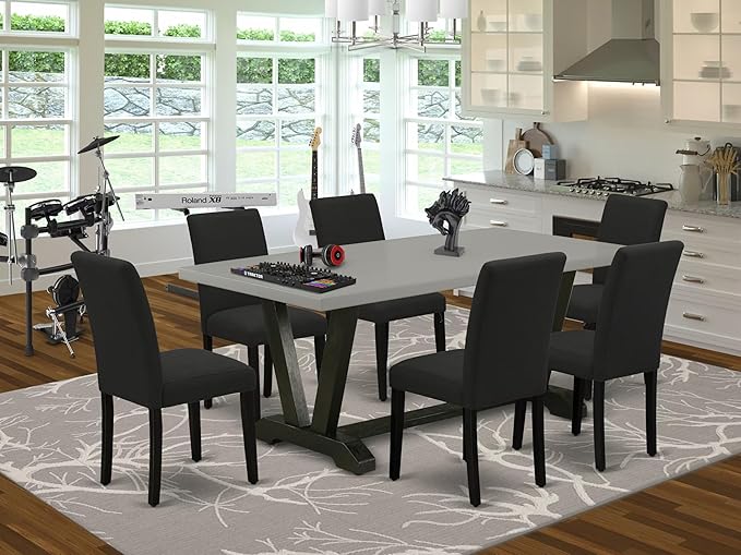 East West Furniture V697AB624-7 7 Piece Modern Dining Table Set Consist of a - Image 2