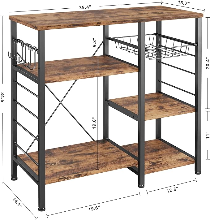 IRONCK Industrial Kitchen Baker’s Rack, Kitchen Island Utility Storage Shelf - Image 3