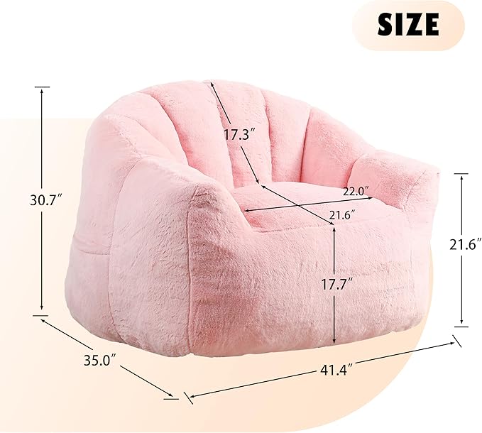 Furniliving Bean Bag Chair, Giant Bean Bag Chair Stuffed Floor Sofa - Image 2