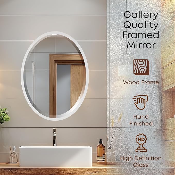 OVALCREST - Oval Wooden Beveled Wall Mirror - Image 2
