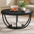 Tribesigns Black Round Coffee Table, 31.7" Modern 2-Tier Circle Coffee Table by Tribesigns