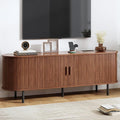 63" TV Stand with Power Outlet, Modern Media Console with Sliding Doors by ComfyCorner