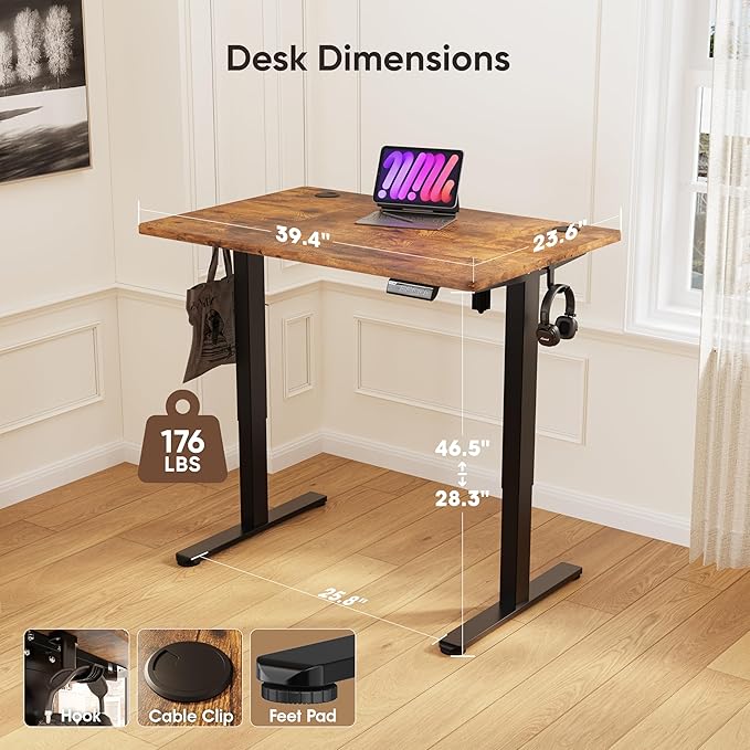 Monomi Standing Desk, 39.4'' Small Sit Stand up Rising Desks Height Adjustable - Image 2