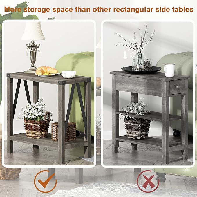 ChooChoo Farmhouse End Table for Small Spaces, Narrow Side End Table - Image 8