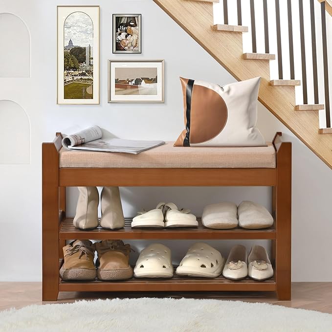Shoe Rack Bench with Cushion, Shoe Rack - Image 6