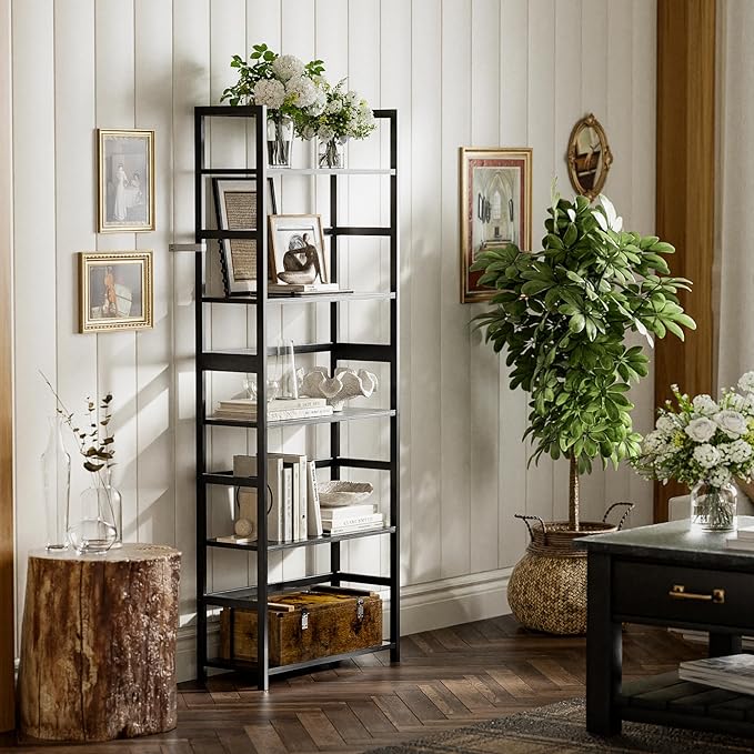 5-Tier Bamboo Wood Ladder Bookshelf, Tall Display Storage Shelf, Large Bookcase - Image 2