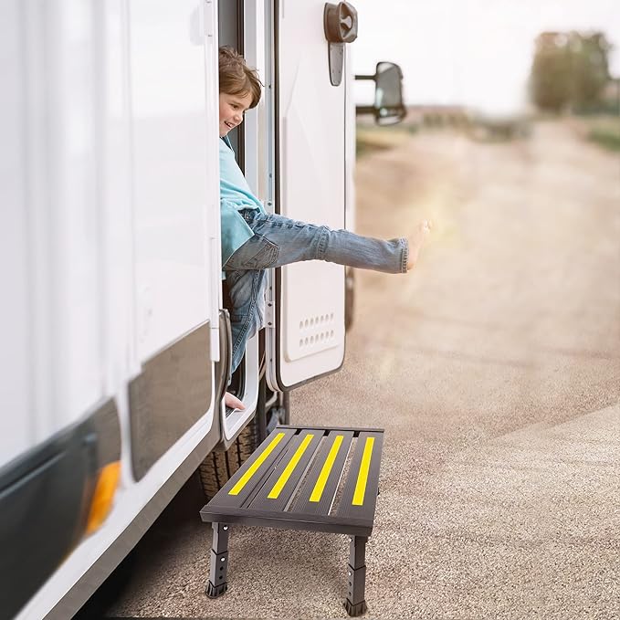 Adjustable Height Aluminum RV Step, Stable Foldable Platform Step Stool - Image 8