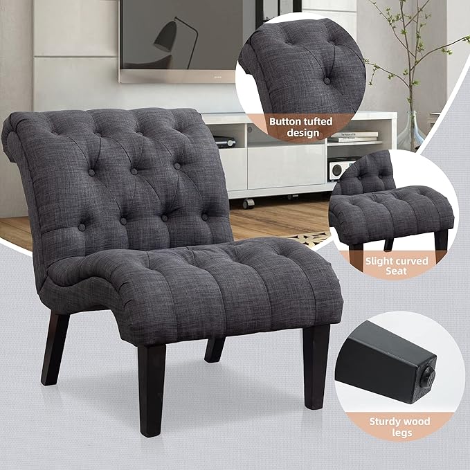 Yongqiang Accent Chairs Set of 2 Upholstered Living Room Bedroom Side Chairs - Image 8