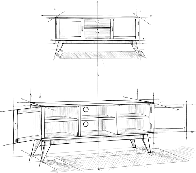 SIMPLIHOME Draper SOLID HARDWOOD 60 inch Wide Mid Century Modern TV Media Stand - Image 2