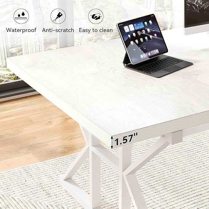 LITTLE TREE 70.8-Inch Large Executive Desk, Extra Long Computer Office Desk - Image 8