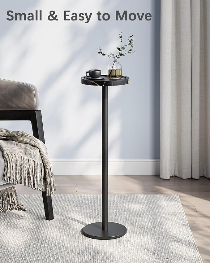 Drink Table, Small Pedestal Side Table, Round Cocktail Table, Circle End Table - Image 4