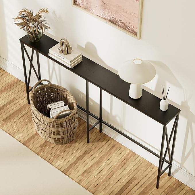 Masupu 63" Console Table, Modern Narrow Long Sofa Table Behind Couch, Skinny - Image 4