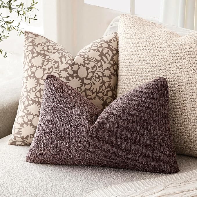 Foindtower Pack of 2 Textured Boucle Throw Pillow Covers Accent Solid - Image 5