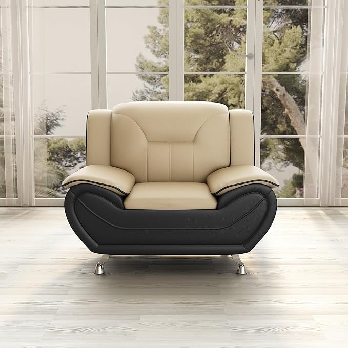 Container Furniture Direct Michael Modern Faux Leather Upholstered Stainless - Image 20