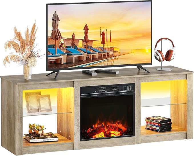 WLIVE 58 Inches Fireplace TV Stand by WLIVE