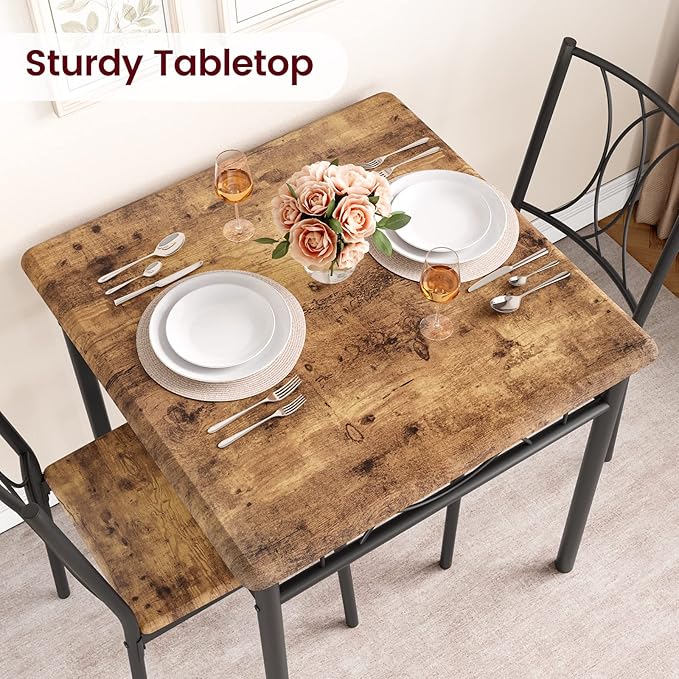 CABIHOME Dining Table Set for 2, 3 Piece Kitchen Table Set for 2, Square - Image 3