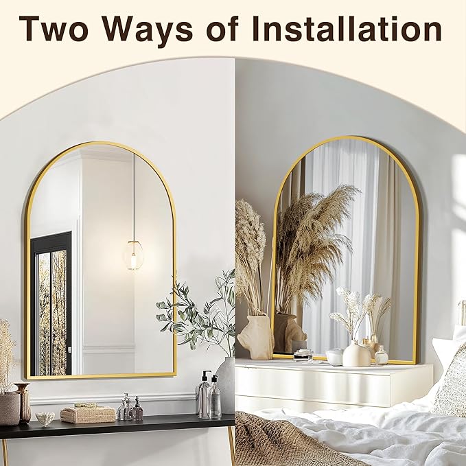 FICTOR Bathroom Vanity Mirror for Wall, 2 Pack 24”x36” Arched Metal Framed - Image 6