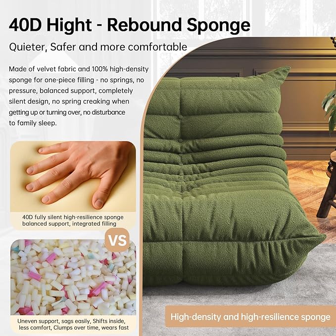 Bean Bag Chairs for Adults, BeanBag Reading Chair Memory Foam Couch, Floor - Image 4