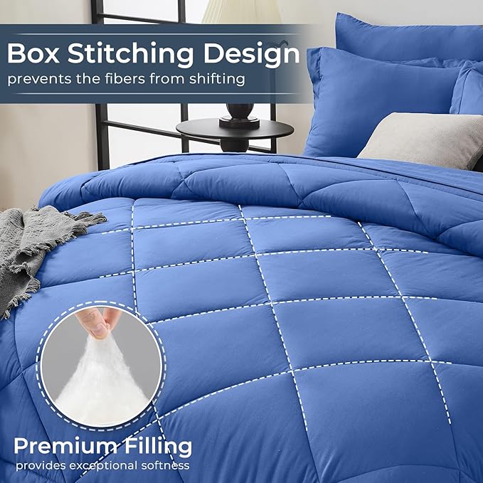HEVUMYI Royal Blue Queen Comforter Set - Image 4