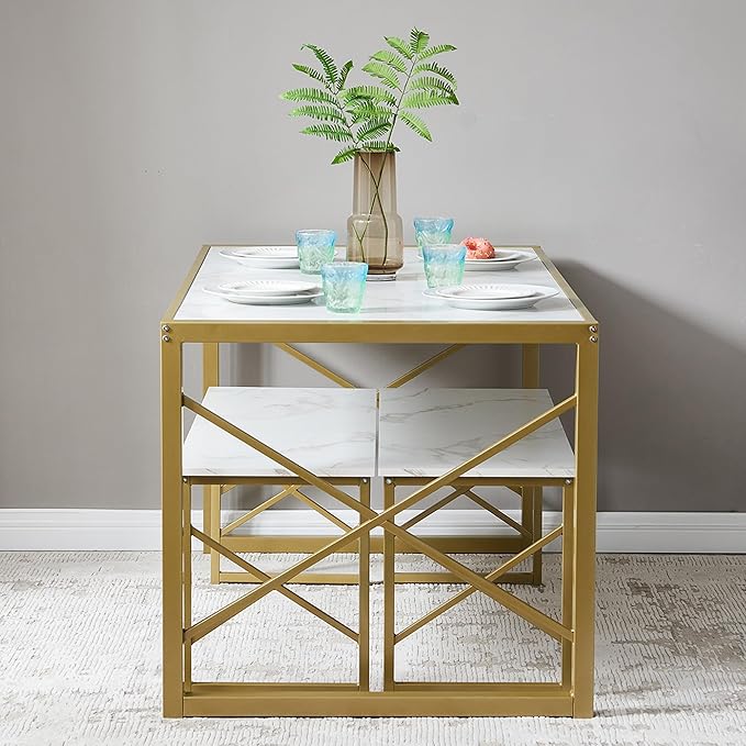 VECELO Kitchen Table with 2 Benches - Image 4