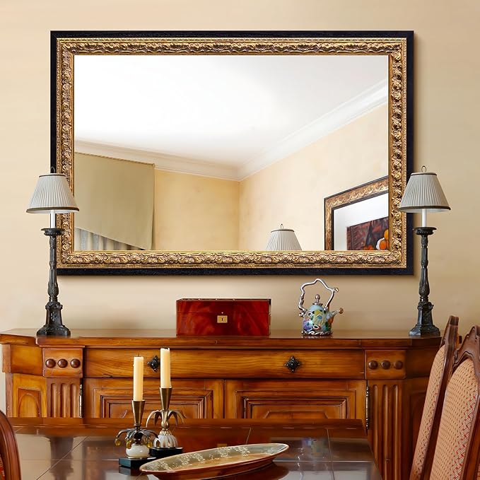 Gold Vintage Mirror 40”x28”, Bathroom and Bedroom by AutdotWallMirrors
