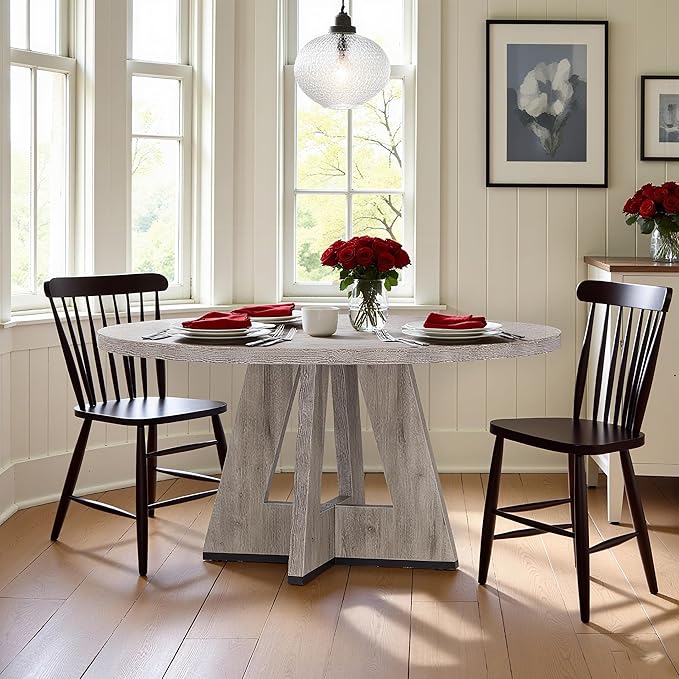 47" Round Dining Table for 4-6, Modern Dinner Table Farmhouse Round Small - Image 9