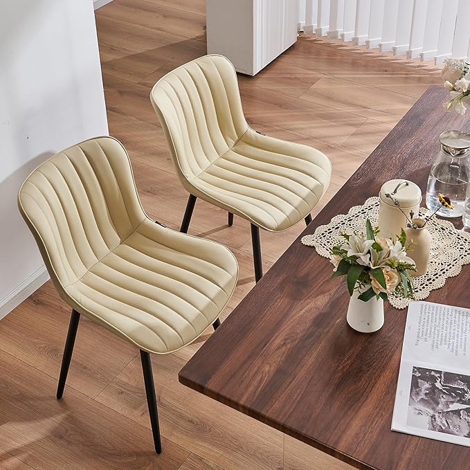 YOUNUOKE Mid-Century Modern Dining Chairs Set of 2, Armless Accent Chair - Image 4